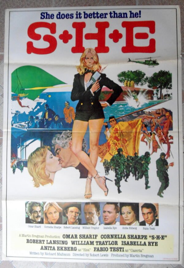 SHE Lebanese/English 27.5x39.4" SS Omar Sharif Movie Poster 1980