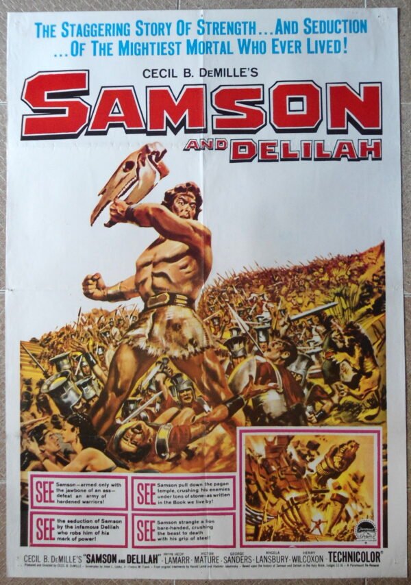 SAMSON & DELILAH Lebanese/English 27.5x39.4" Movie Poster DeMilles 70S