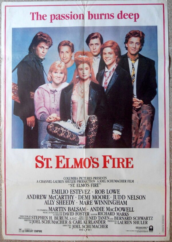 ST ELMOS FIRE Lebanese English 27.5x39.4" Schumacher Movie Poster 1985