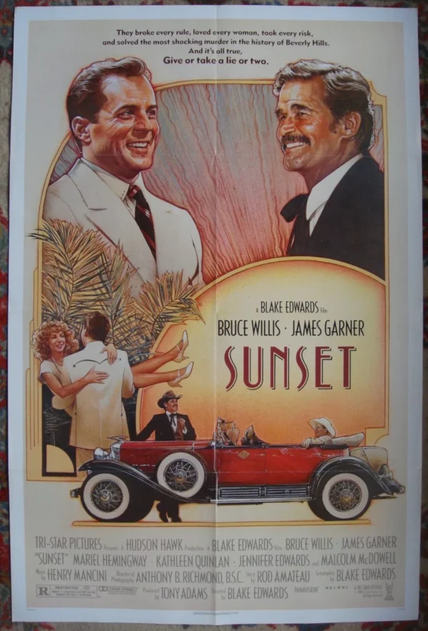 SUNSET Original USA 27x41" Bruce Willis Movie poster Film 1988