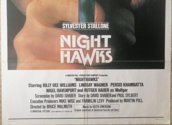 NIGHT HAWKS 27x41" Original US Movie Poster 1981 - Image 2