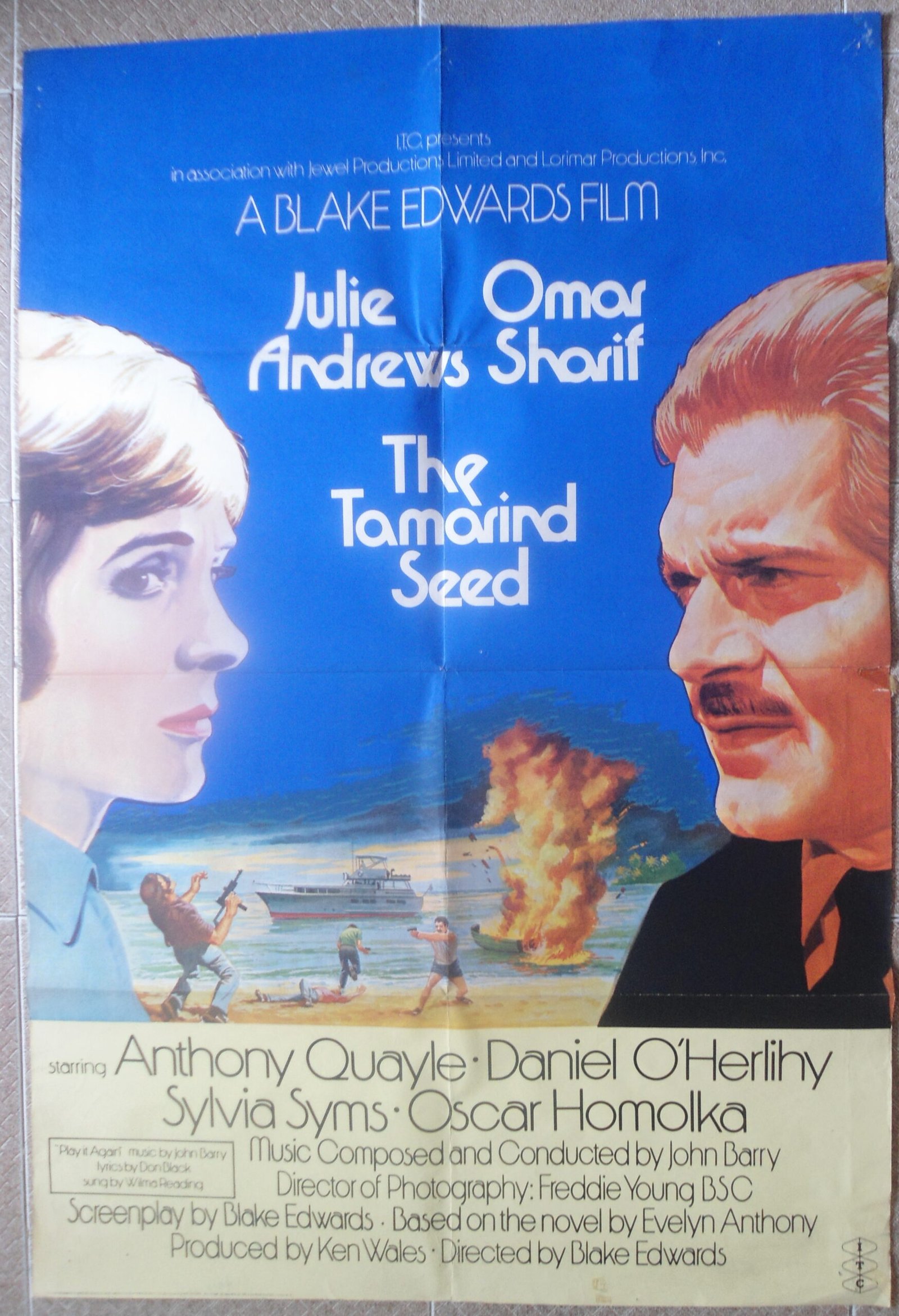 TAMARIND SEED English 27x40" UK Art Work Movie Poster Film 1974 VF