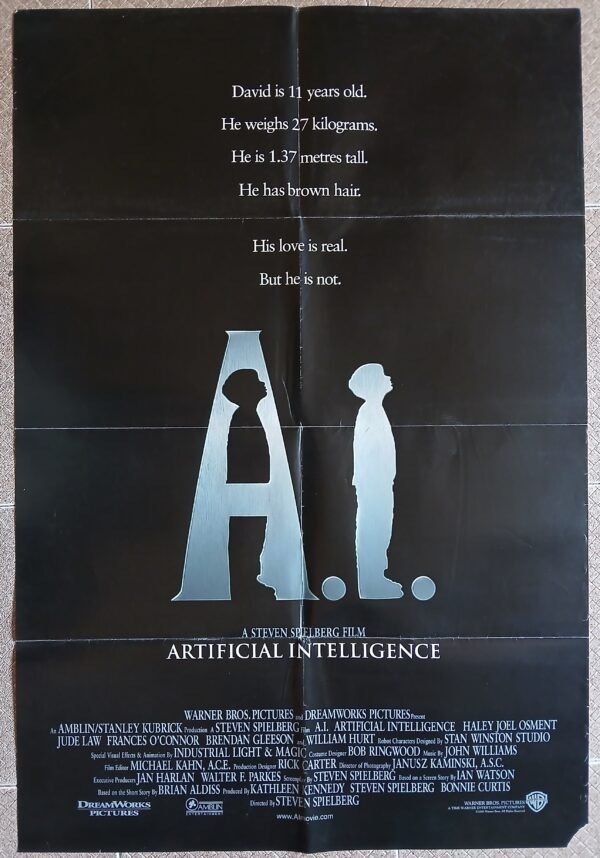 ARTIFICIAL INTELLIGENCE A.I US Movie poster 27x40 S. Spielberg Film 2000
