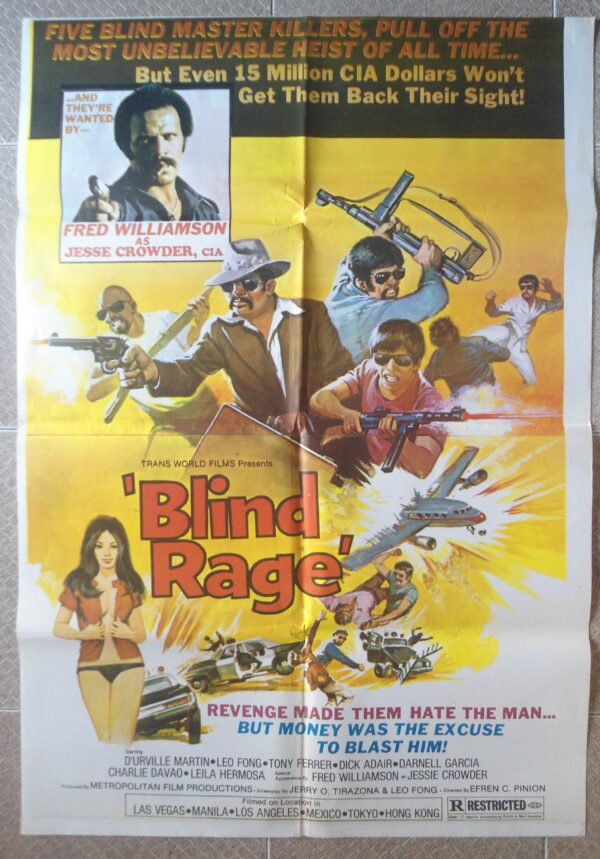 BLIND RAGE Lebanon/English 27"x39" blaxploitation Movie Poster 1978