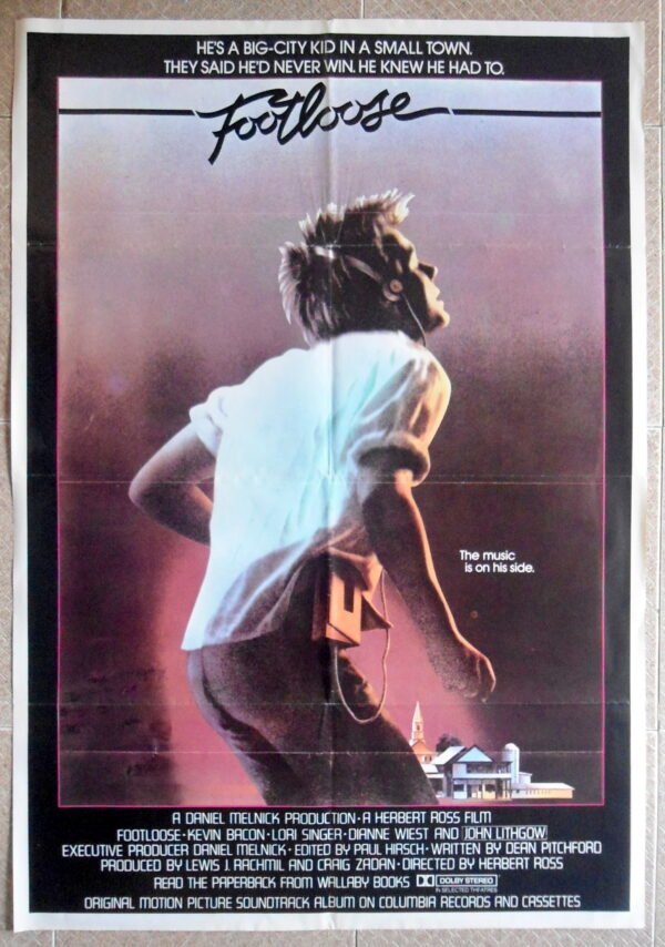 FOOTLOOSE Lebanese/English 27.5x39.5" Movie Poster Herbert Ross Film 1984 VF