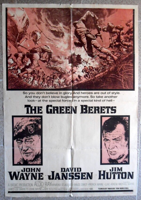 GREEN BERETS Lebanese 27.5x39.4" English Text John Wayne movie poster 70S