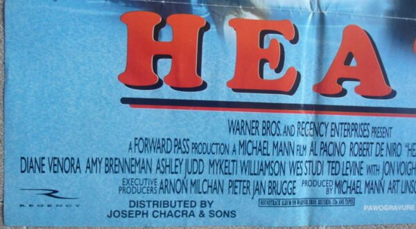 HEAT Lebanese/English Original 27"x38.5" Movie Poster 1995 VF - Image 3