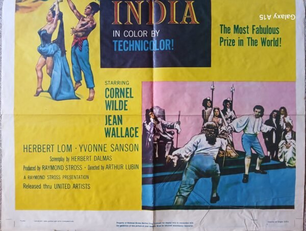 STAR OF INDIA 27x41" Original Cornel Wild Movie Poster 1956/236 - Image 3