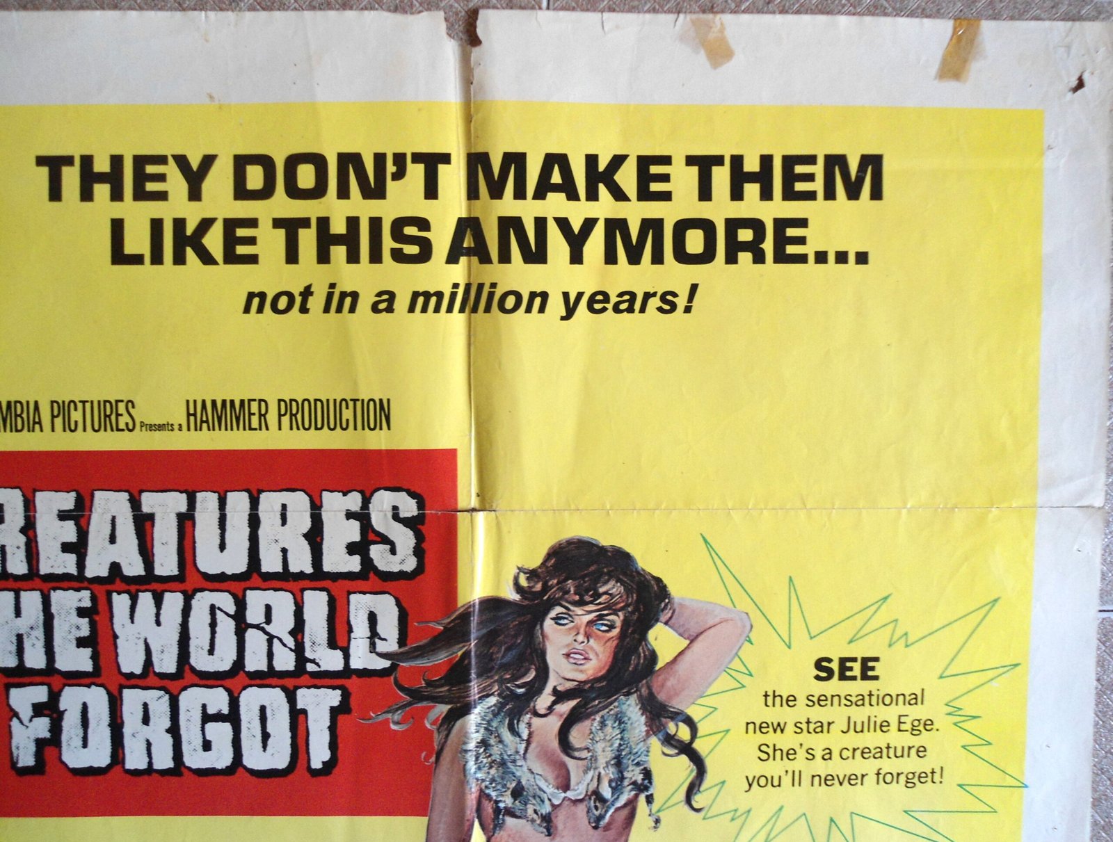 CREATURES THE WORLD FORGOT US 27x41" Movie Poster Julie Edge 1971 Fair - Image 2