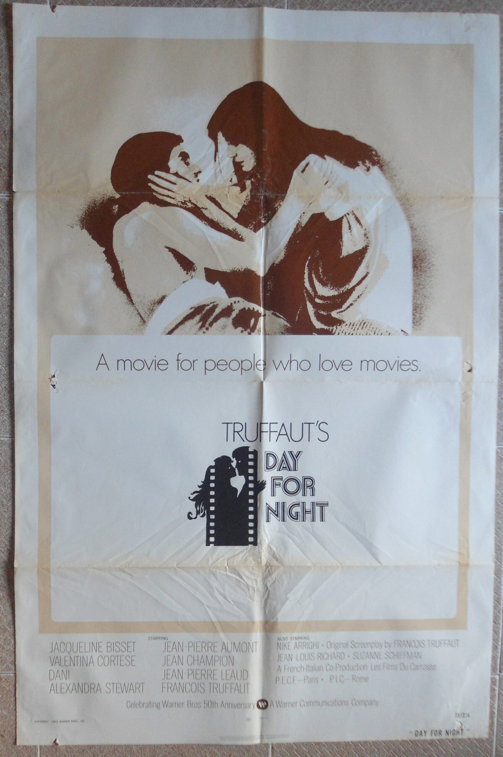 DAY FOR NIGHT 27"x41" movie poster Francois Truffaut Film 1973 F/VF