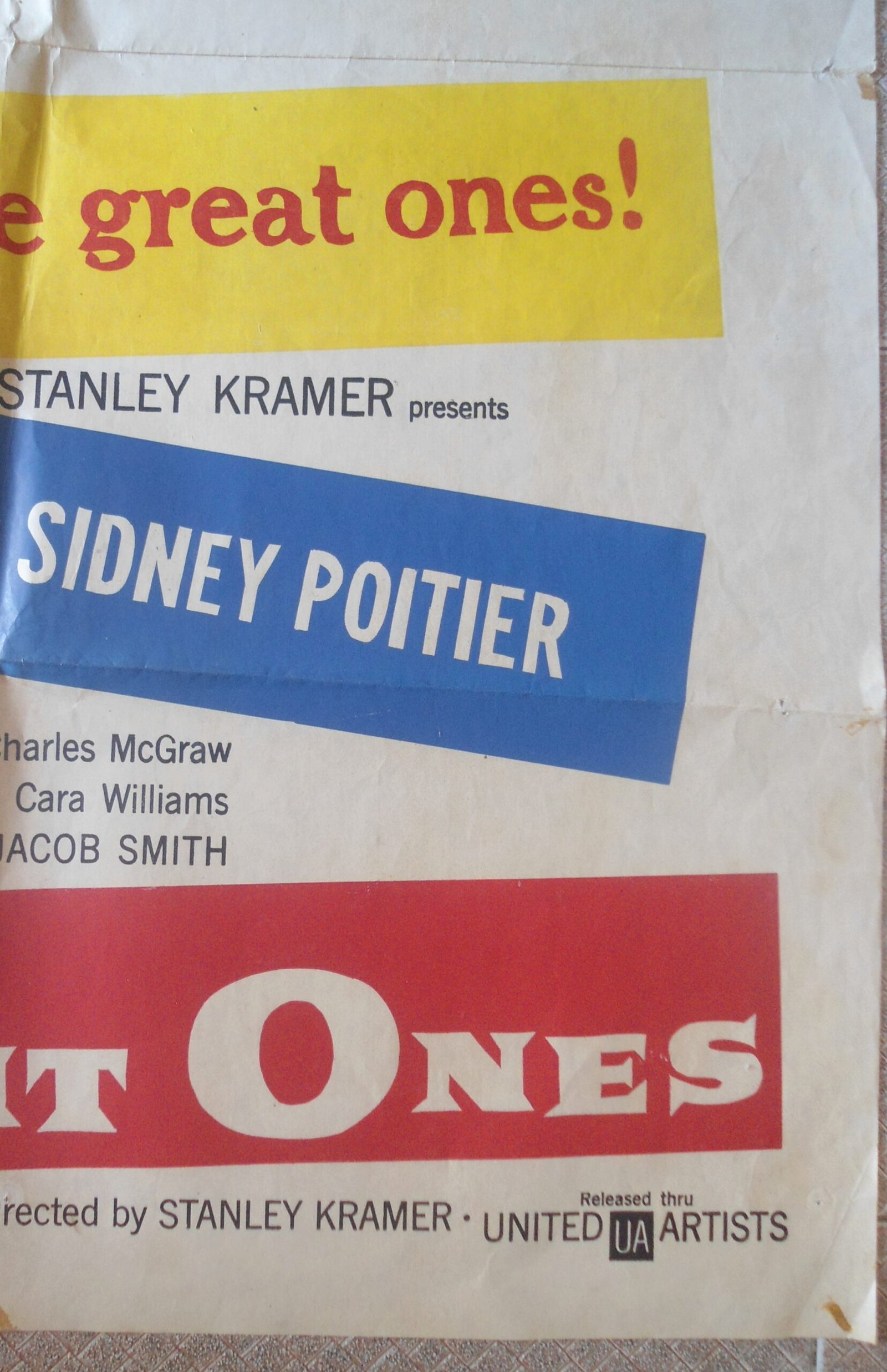 DEFIANT ONES Lebanese English Text Movie Poster 27.4"x39.5  Sidney Poitier 60s - Image 2