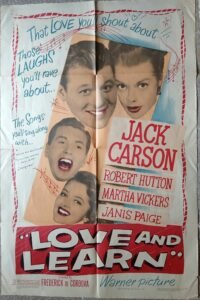 LOVE AND LEARN 27x41" Old US Jack Carson Movie poster 1947