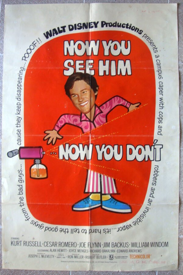 NOW YOU SEE HIM NOW YOU DON'T movie poster US 27x41" WD Film 1972 F/VF
