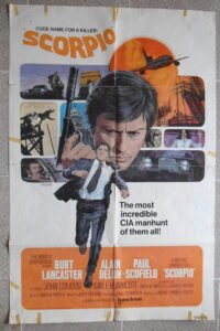 SCORPIO Original 27"x41" US Burt Lancaster Alain Delon Movie Poster 1973