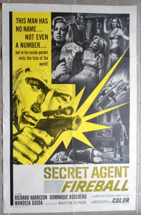 SECRET AGENT FIREBALL US Original Movie Poster 27x41 Film 1966