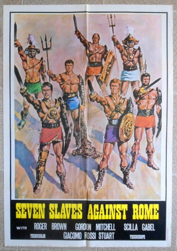 SEVEN SLAVES AGAINST ROME, the world 27x41" Lebanese/English movie poster 70s