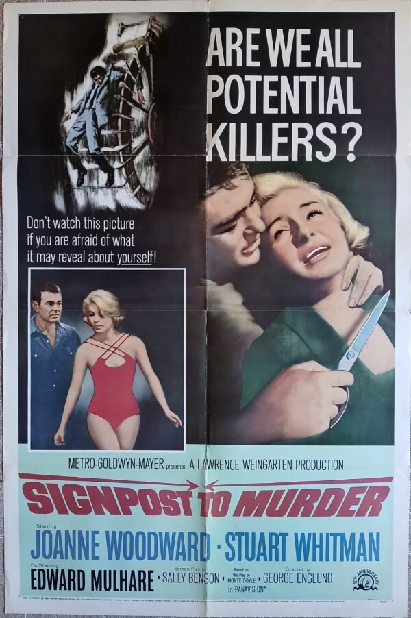 SIGNPOST TO MURDER 1Sheet movie poster 27x41" J. Woodward Film 1965
