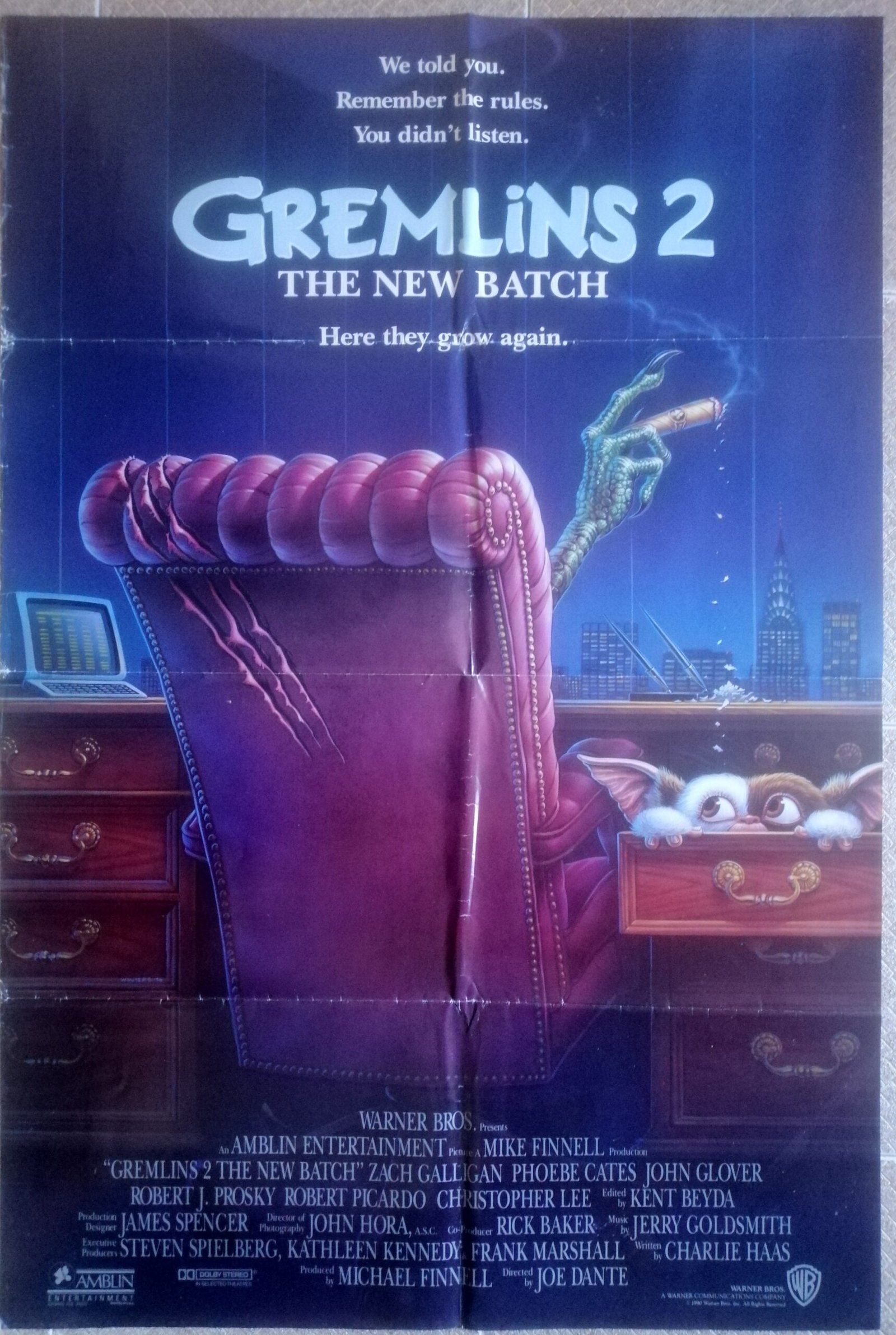 GREMLINS II US 27"x40" SS Original Rare Int'l Style Movie Poster 1990